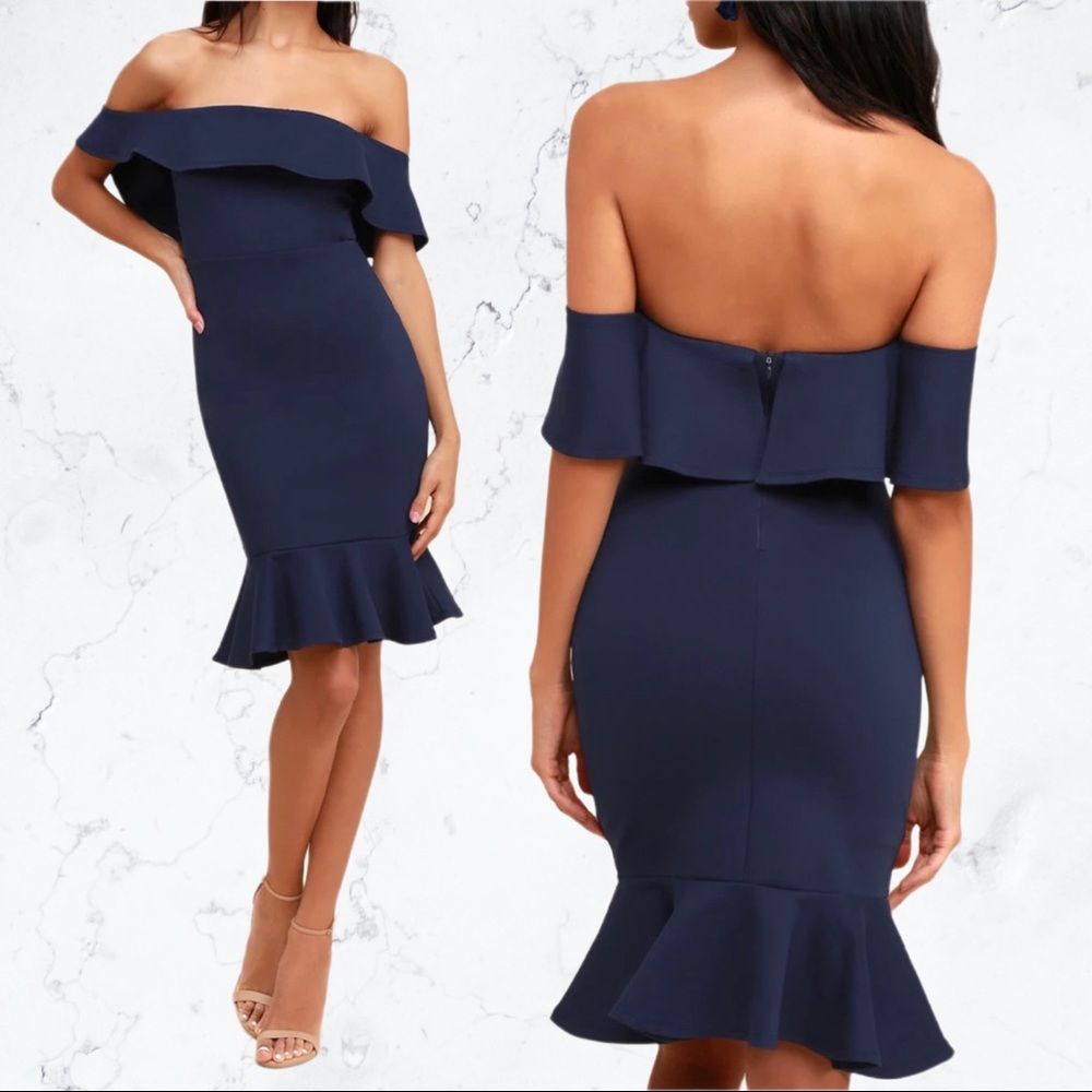 🆕 NAVY OFF-THE-SHOULDER BODYCON
